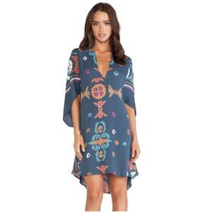 Antik Batik Blue Embroidered Mini Dress